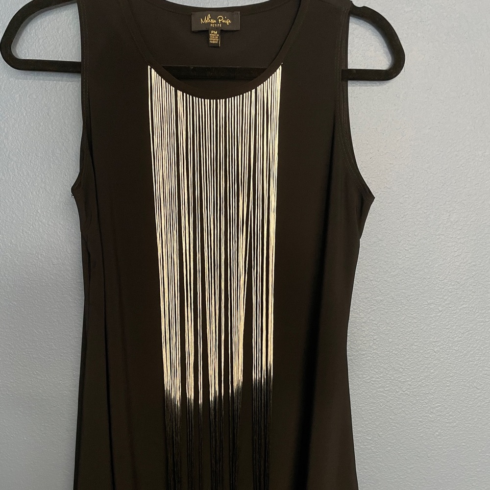 Small Black Blouse with White Dangling Strings